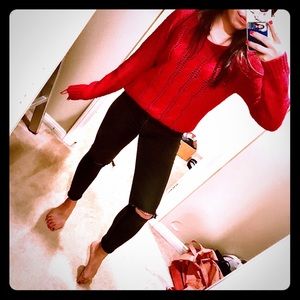 Red oversized sweater